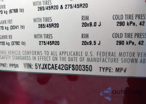 2016 Tesla Model X 60D/P100D/P90D из США, поврежденный, VIN 5YJXCAE42GFS00350